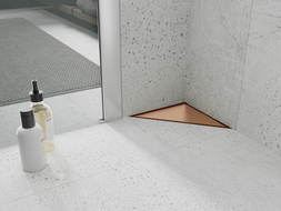 Mexen Flat-T M13 Triangular Floor Drain 20 x 20 cm, Brushed Copper - 1C10320