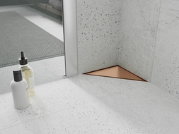 Mexen Flat-T M13 vloerinlaat driehoekig 20 x 20 cm, geborsteld koper - 1C10320