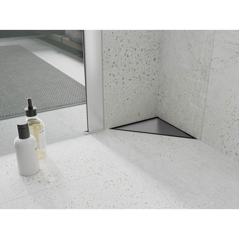 Mexen Flat-T M13 τριγωνική αποχέτευση δαπέδου 20 x 20 cm, γκρι όπλο βουρτσισμένο