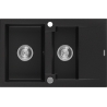 Mexen Gaspar fregadero de granito de 1,5 senos con escurridor 737 x 475 mm, negro, sifón cromo - 6507731505-77