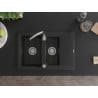 Mexen Gaspar Granitspüle 1,5-Becken mit Abtropffläche 737 x 475 mm, schwarz, Siphon Chrom - 6507731505-77
