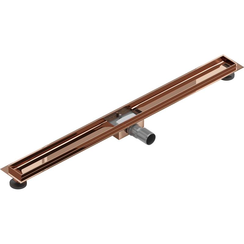 Mexen Flat 100 cm joonduse äravoolukorpus, roosa kuld - 1615100