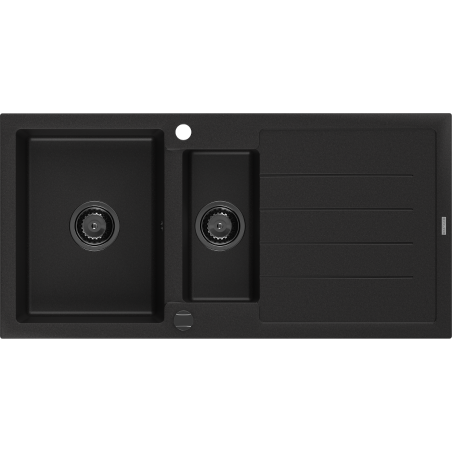 Mexen Andres νεροχύτης γρανίτης 1,5 θάλαμος με πιατέλα 1000 x 500 mm μαύρο, σιφόνι