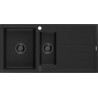 Mexen Andres Granitspüle 1,5-Becken mit Abtropffläche 1000 x 500 mm schwarz, schwarzer Siphon - 6515101510-77-B