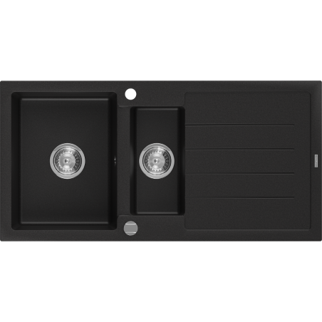 Mexen Andres granitno pomivalno korito z 1,5 prekatoma z odcejalnikom 1000 x 500 mm, črno, sifon krom - 6515101510-77