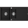 Mexen Andres Granitspüle 1,5-Becken mit Abtropffläche 1000 x 500 mm, schwarz, Siphon Chrom - 6515101510-77