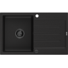 Mexen Bruno Granitspüle 1-beckig mit Abtropffläche 795 x 495 mm, schwarz, schwarzer Siphon - 6513791010-77-B