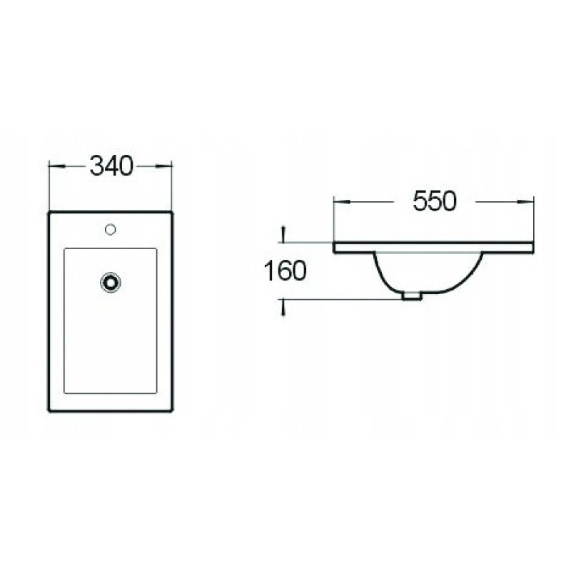 Mexen Alir Inset Washbasin 34 x 55 cm, White - 25503400