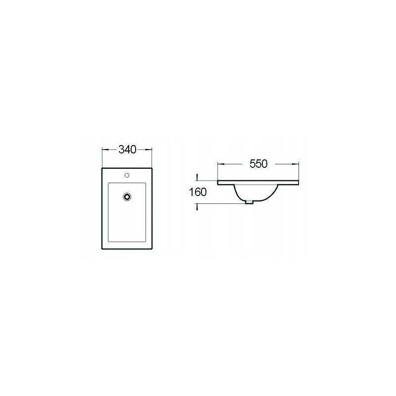Mexen Alir lavabo empotrado en encimera 34 x 55 cm, blanco - 25503400