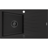 Mexen Cesar Granitspüle 1-Becken mit Abtropffläche 775 x 470 mm, schwarz, schwarzer Siphon - 6514771010-77-B