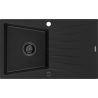 Mexen Cesar lava-louça de granito 1-bacia com escorredor 775 x 470 mm, preto, sifão preto - 6514771010-77-B