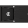 Mexen Cesar granitische gootsteen 1-kompartiment met afdruiprek 775 x 470 mm, zwart, chroom sifon - 6514771010-77