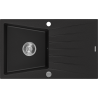 Mexen Cesar Granitspüle 1-becken mit Abtropffläche 775 x 470 mm, schwarz, Siphon Chrom - 6514771010-77