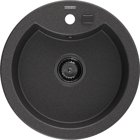 Mexen Diego fregadero de granito de 1 seno 488 x 480 mm, negro moteado, sifón negro - 6512481000-76-B
