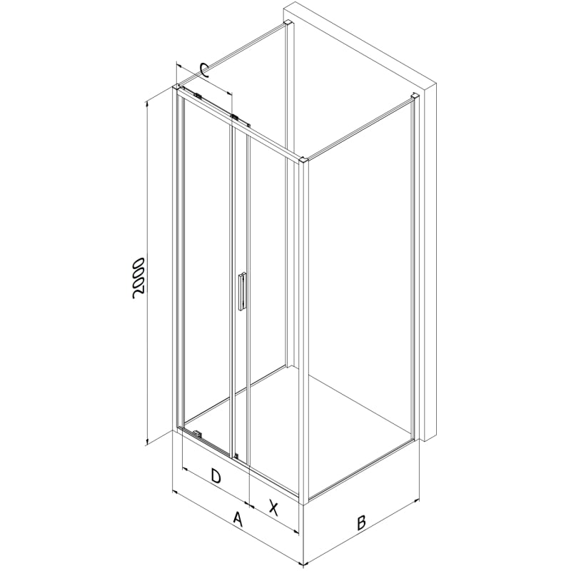 Mexen Exo-S 3S Duschkabine 3-seitig schiebbar 95 x 75 cm, transparent, chrom - 8151-095-075-01-00-3S