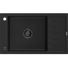 Mexen Elias lavello in granito a 1 vasca con sgocciolatoio 795 x 480 mm, nero, sifone nero - 6511791005-77-B