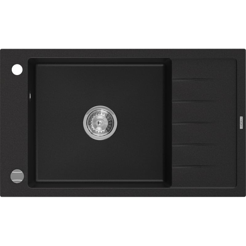 Mexen Elias granitni sudoper s 1 komorom i ocjednom 795 x 480 mm, crni, sifon krom - 6511791005-77