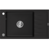 Mexen Elias fregadero de granito de 1 seno con escurridor 795 x 480 mm, negro, sifón cromado - 6511791005-77