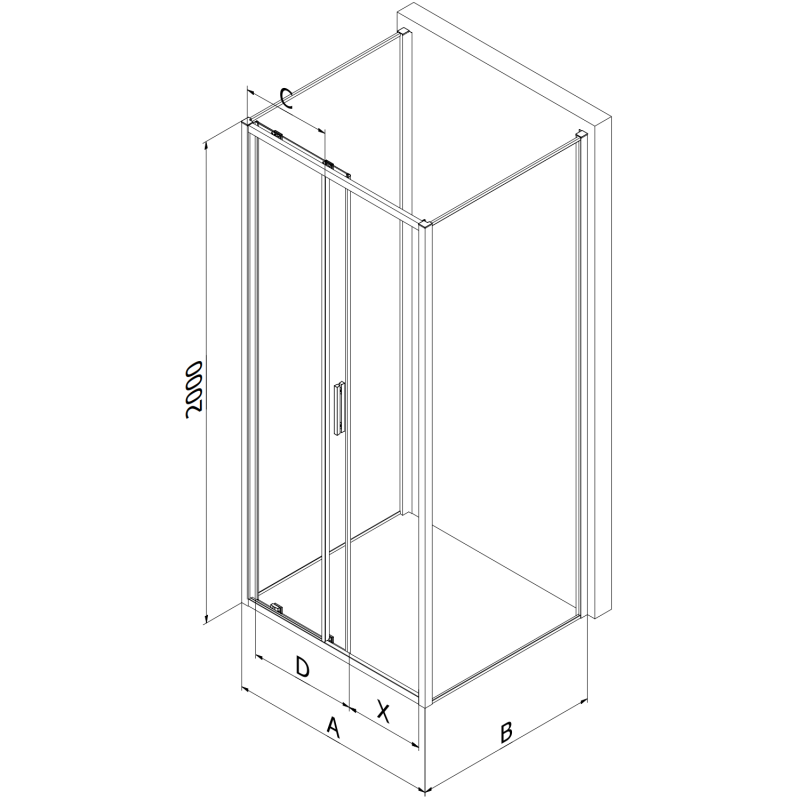 Mexen Exo-3S kabina prysznicowa 3-ścienna rozsuwana 90 x 80 cm, transparent, chrom - 8151-090-080-01-00-3S