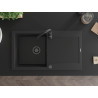 Mexen Leo granieten spoelbak met 1 bak en afdruiprek 900 x 500 mm, zwart, zwarte sifon - 6501901010-77-B