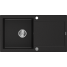 Mexen Leo granieten spoelbak 1-kuips met afdruiprek 900 x 500 mm, zwart, chroom sifon - 6501901010-77