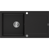 Mexen Leo granite sink 1-bowl with drainer 900 x 500 mm, black, chrome siphon - 6501901010-77