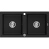 Mexen Mario granieten spoelbak met 2 kamers 820 x 436 mm, zwart, chromen sifon - 6504822000-77
