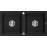 Mexen Mario zlewozmywak granitowy 2-komorowy 820 x 436 mm, czarny, syfon chrom - 6504822000-77