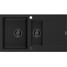 Mexen Matias granite sink 1.5-bowl with drainer 900 x 505 mm, black, black siphon - 6502901505-77-B