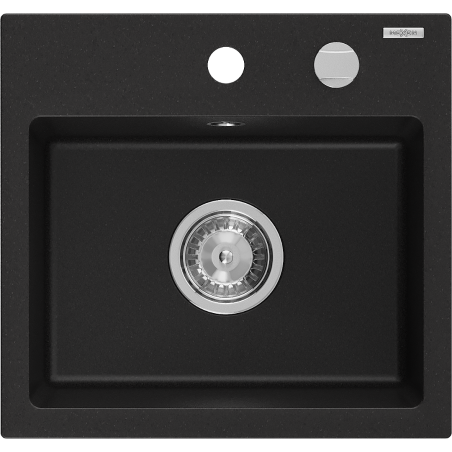 Mexen Milo νεροχύτης γρανίτης 1-θάλαμος 435 x 410 mm, μαύρο, σιφόνι χρώμιο