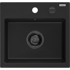 Mexen Milo fregadero de granito de 1 compartimento 435 x 410 mm, negro, sifón negro - 6505441000-77-B