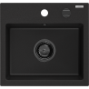 Mexen Milo fregadero de granito de 1 seno 435 x 410 mm, negro, sifón negro - 6505441000-77-B
