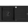Mexen Pablo fregadero de granito de 1 cuenco con escurridor 752 x 436 mm, negro, sifón negro - 6510751010-77-B