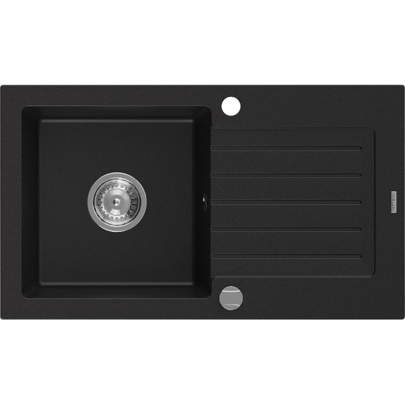 Mexen Pablo granitni sudoper s 1 komorom i ocjednikom 752 x 436 mm, crni, krom sifon - 6510751010-77