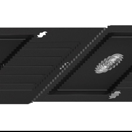 Mexen Pablo lavello in granito a 1 vasca con scolapiatti 752 x 436 mm, nero, sifone cromato - 6510751010-77