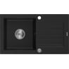 Mexen Pablo évier en granit 1 bac avec égouttoir 752 x 436 mm, noir, siphon chromé - 6510751010-77