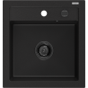 Mexen Vito fregadero de granito de 1 seno 520 x 490 mm, negro, sifón negro - 6503521000-77-B