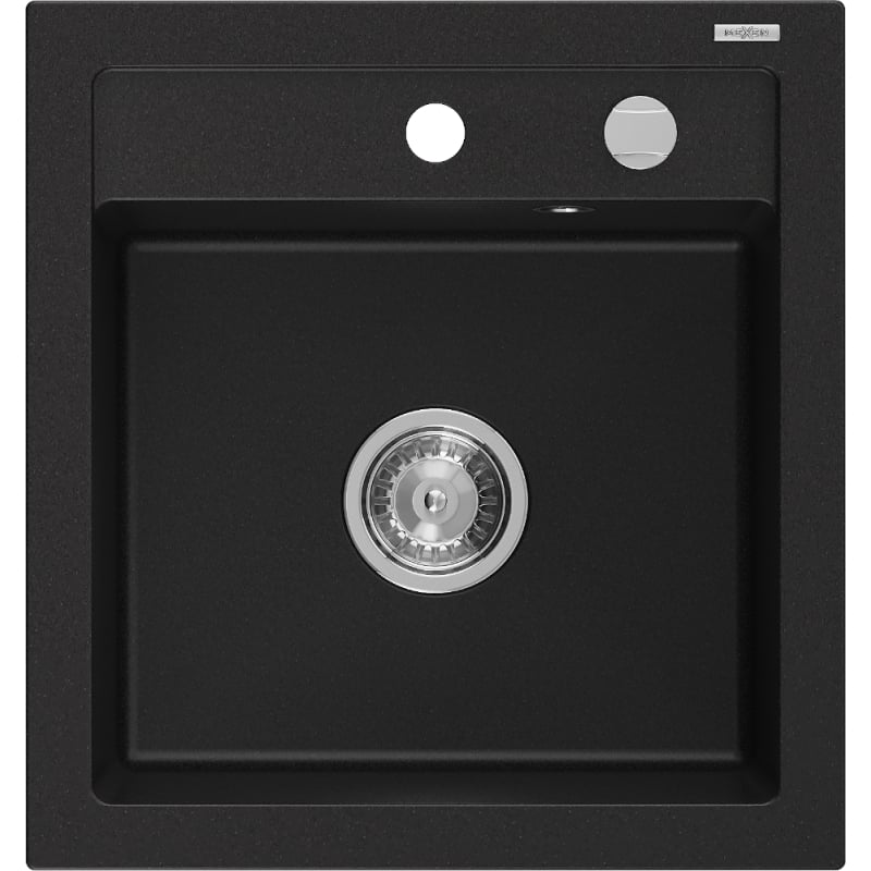 Mexen Vito granitni sudoper s jednom komorom 520 x 490 mm, crni, krom sifon - 6503521000-77
