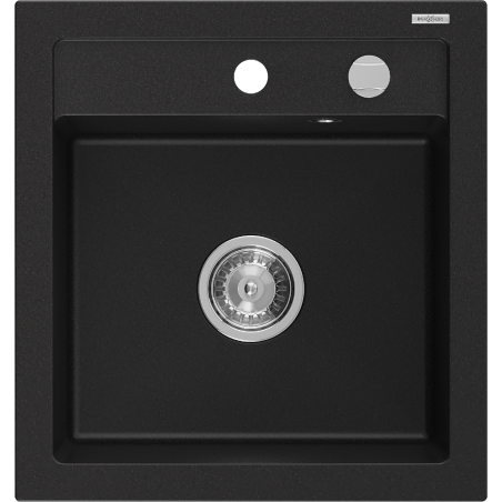 Mexen Vito Granit-Kichenckesch 1-Komor 520 x 490 mm, schwaarz, Chrom-Siphon - 6503521000-77