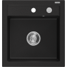 Mexen Vito fregadero de granito de 1 seno 520 x 490 mm, negro, sifón cromado - 6503521000-77