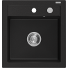Mexen Vito granieten gootsteen 1-komors 520 x 490 mm, zwart, sifon chroom - 6503521000-77
