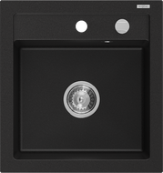 Mexen Vito lavello in granito a 1 vasca 520 x 490 mm, nero, sifone cromato - 6503521000-77