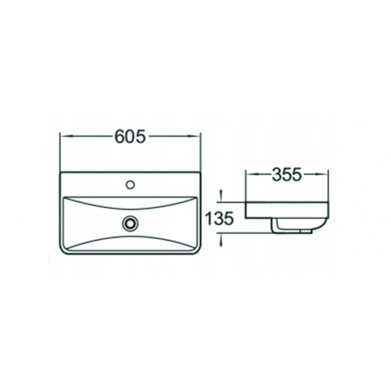 Mexen Dagna lavabo encastré dans le plan 60 x 35 cm, blanc - 21996000