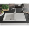 Mexen Leo granit gootsteen 1-kamer met afdruiprek en keukenmengkraan Rita, wit - 6501-20-670300-00