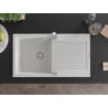 Mexen Leo 1-bowl granite sink with drainer and Rita kitchen tap, white - 6501-20-670300-00