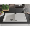 Mexen Leo fregadero de granito de 1 seno con escurridor y grifo de cocina Rita, blanco - 6501-20-670300-70
