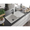 Mexen Leo fregadero de granito de 1 seno con escurridor y grifo de cocina Rita, blanco - 6501-20-670300-70