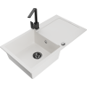 Mexen Leo fregadero de granito de 1 cubeta con escurridor y grifo de cocina Rita, blanco - 6501-20-670300-70