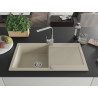 Mexen Leo 1-beckiges Granitspülbecken mit Abtropffläche und Küchenarmatur Rita, beige - 6501-69-670300-00
