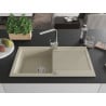 Mexen Leo granite kitchen sink 1-bowl with drainer and Rita kitchen tap, beige - 6501-69-670300-00